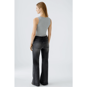 Oui Dark Grey Wide Leg Jeans